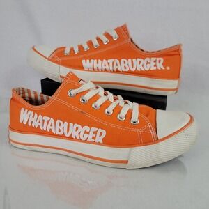 Whataburger Canvas Sneakers Orange White Low Top Shoes Mens 6 Womens 7.5